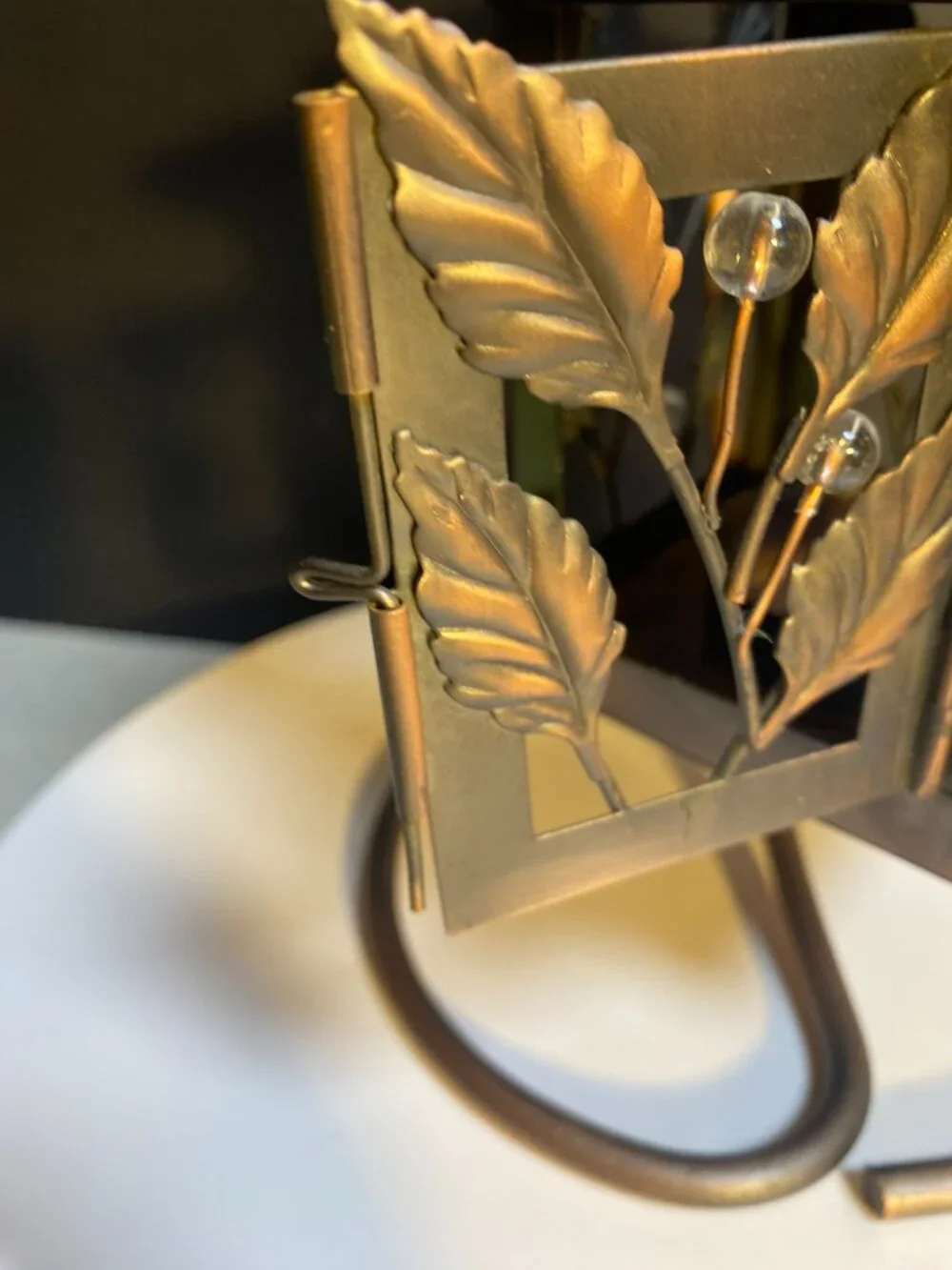 Decorative Metal Lantern Tea Light Candle Holder with Stand | Leaf & Glass